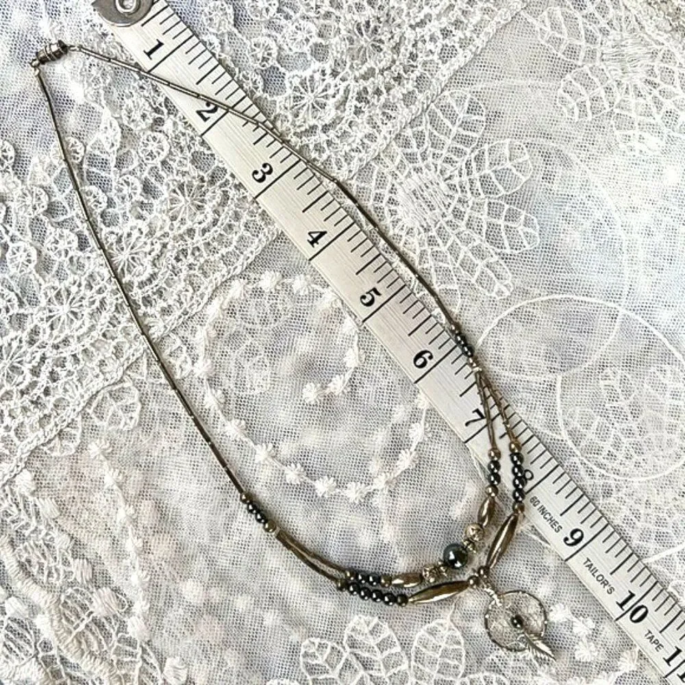 Vintage 70's/80's Silver & Hematite Dreamcatcher Necklace